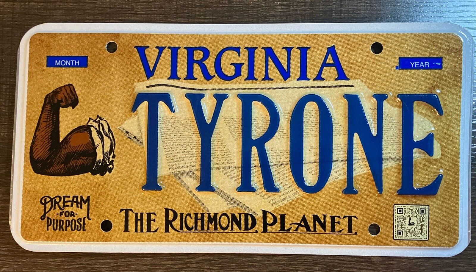 Virginia Personalized Vanity License Plate TYRONE Man Cave Sign BLM Richmond Va