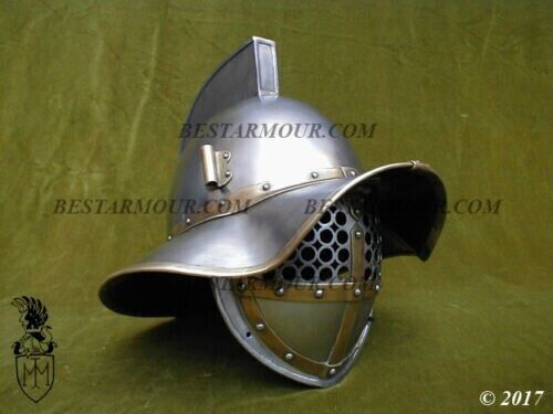 Medieval Gladiator Marmilo Helmet Brass Accent Fitting Knight Helmet Replica