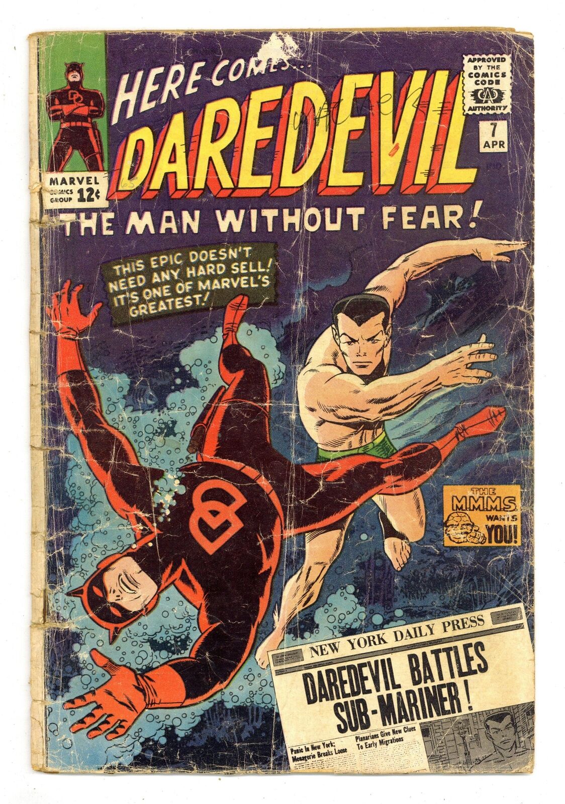 Daredevil #7 FR 1.0 1965 1st app. Daredevil's red costume