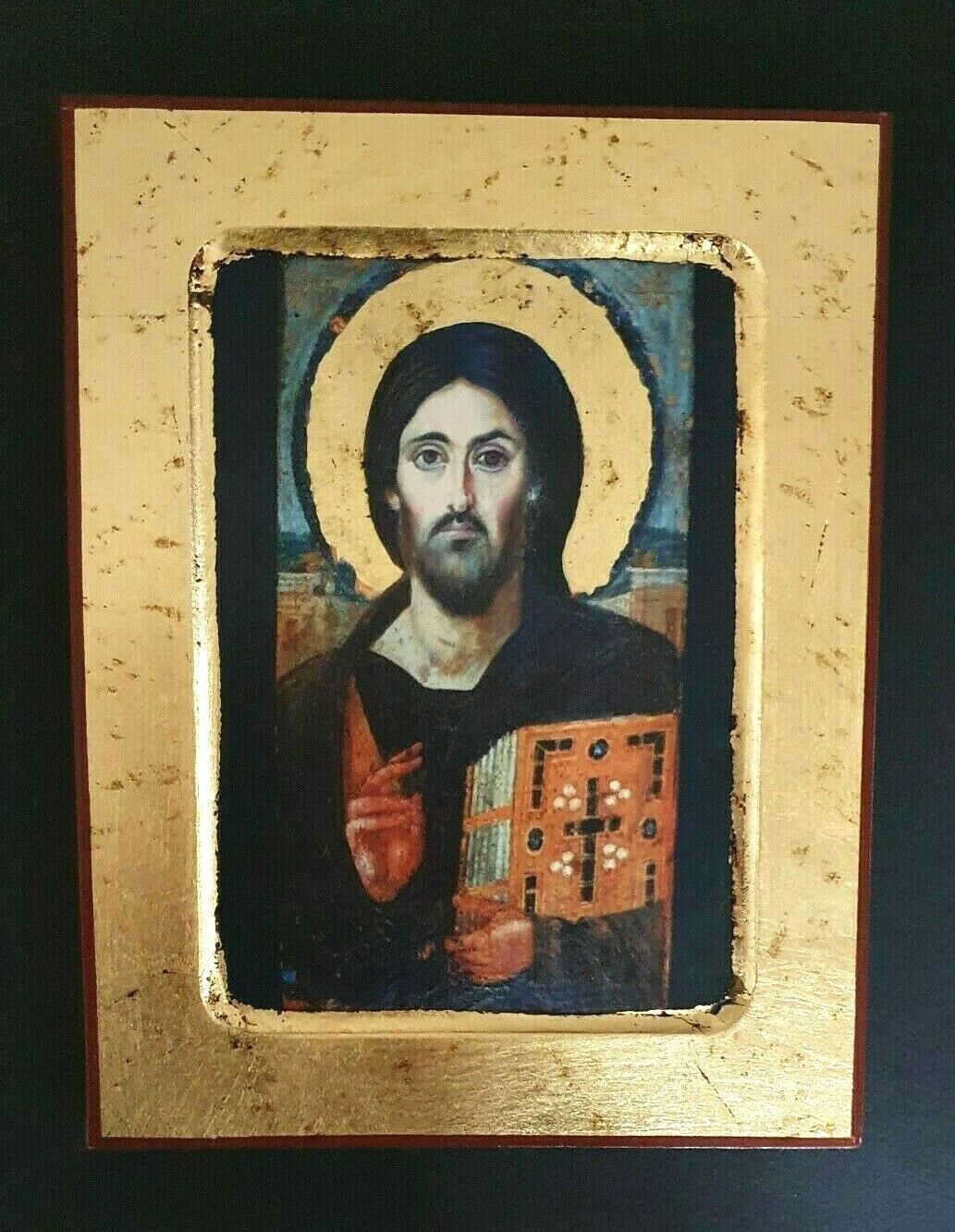 Greek Russian Orthodox Byzantine Lithography Icon Pantocrator of Sinai 14x18cm