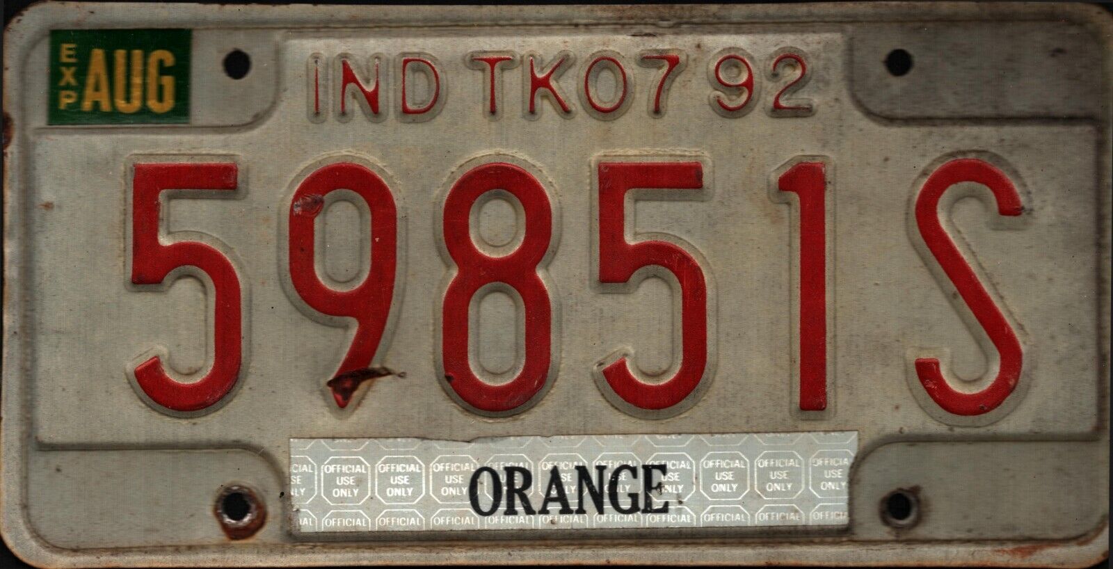 Vintage 1992 INDIANA  License Plate - Crafting Birthday MANCAVE slf