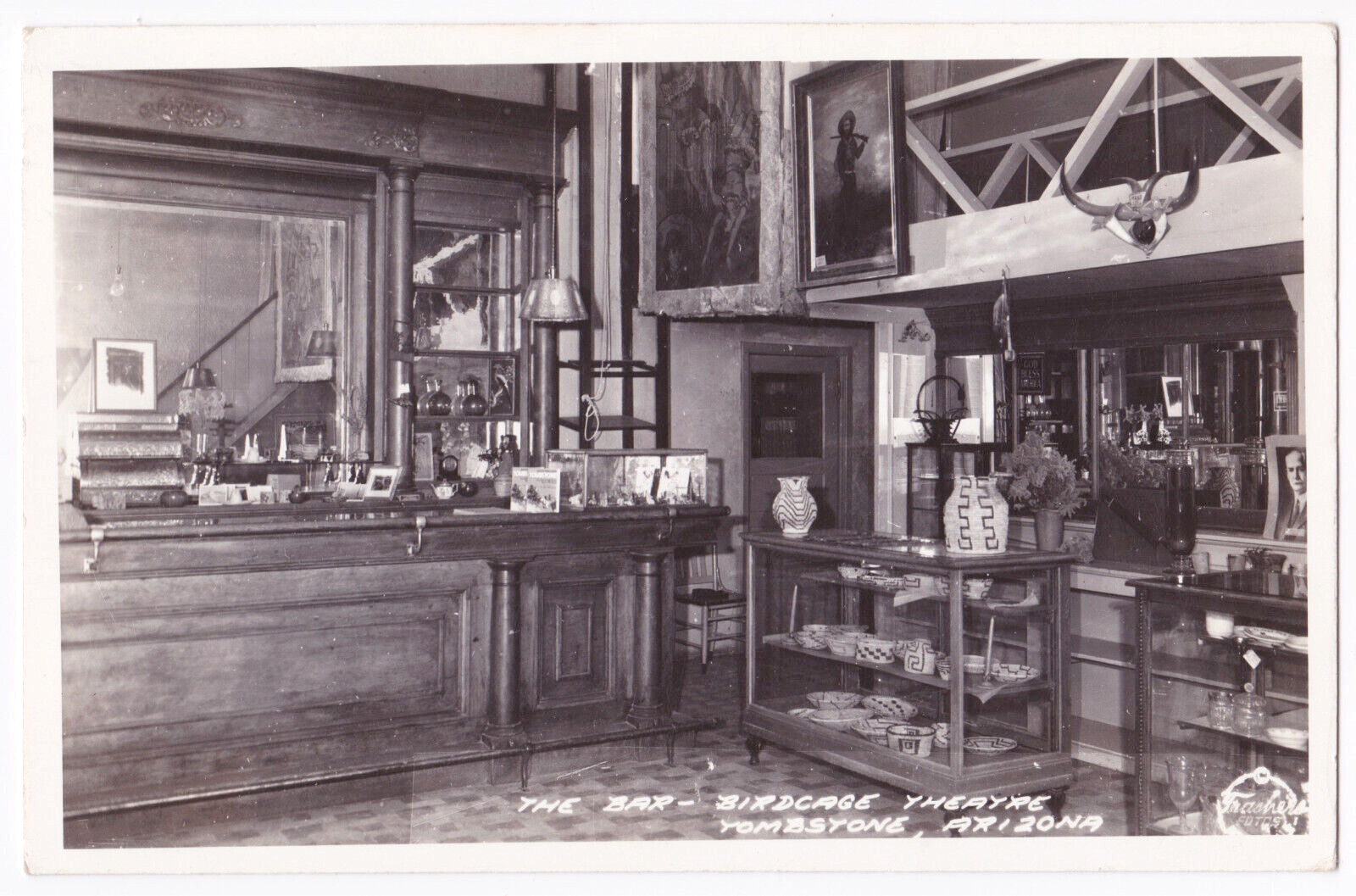 Tombstone AZ Bird Cage Theater Bar Museum Displays Frashers RPPC Postcard