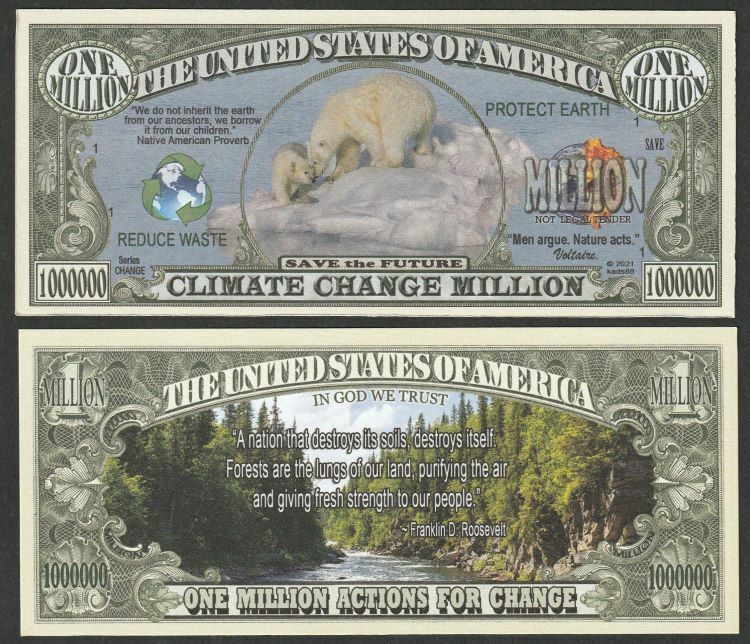 Climate Change Million Save the Future Bill- Lot of 2 Bills