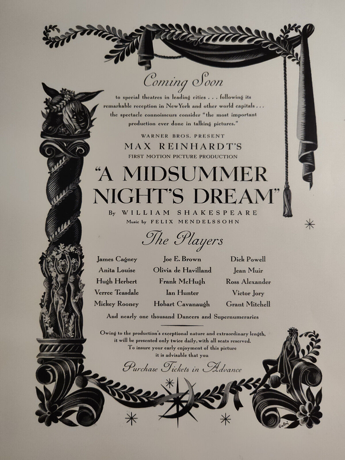 Vintage Ad Advertisement Max Reinhardt\'s A Midsummer Night\'s Dream
