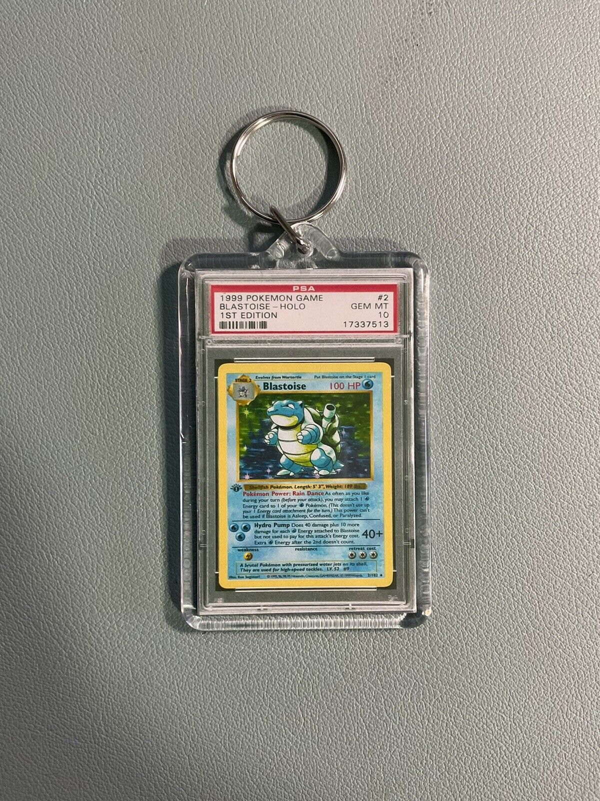 Blastoise - 1999 Holo - PSA Homage - Mini Slab - Pokemon Keychain