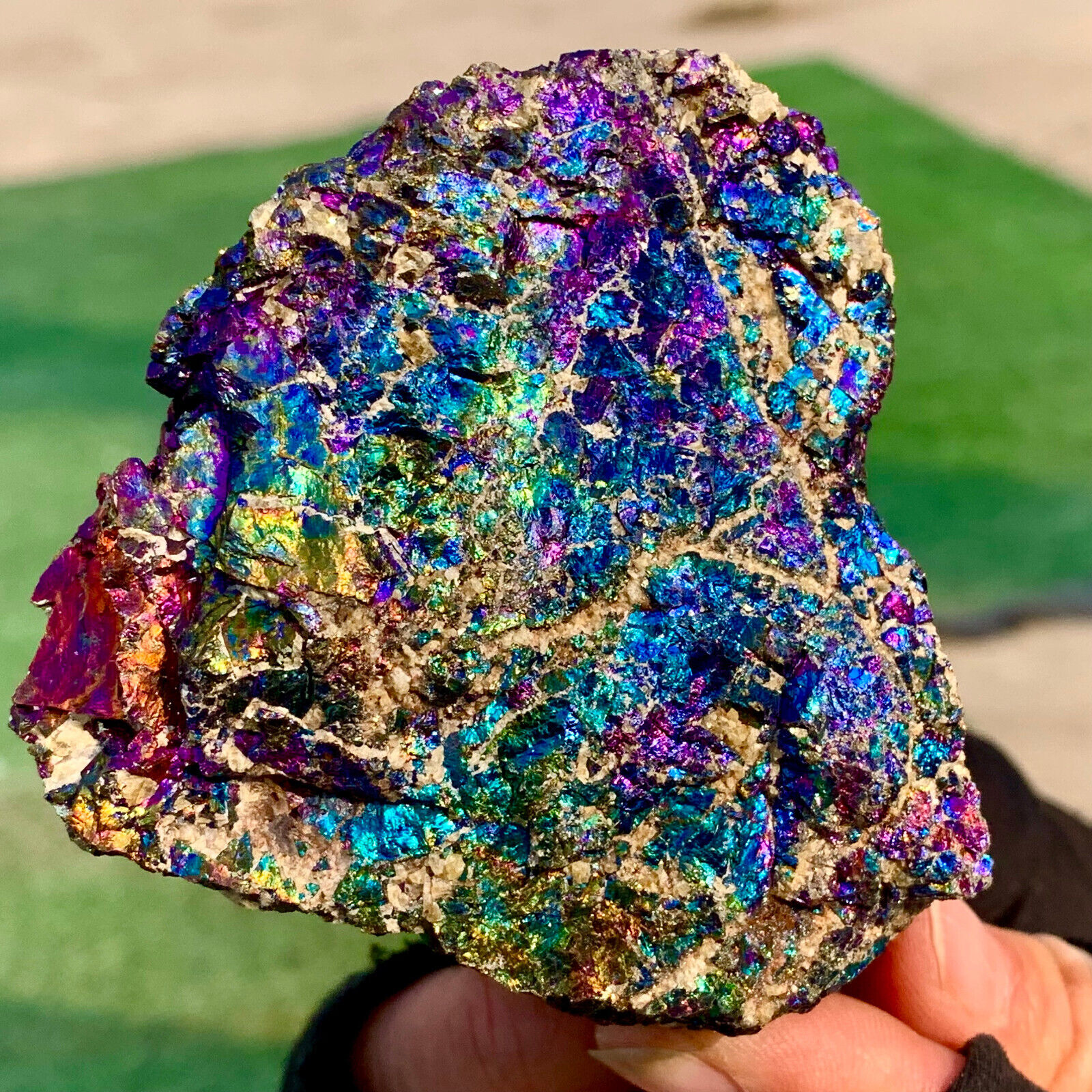 362G  Natural Colorful Chalcopyrite Calci Crystal ClustRare Mineral Specim