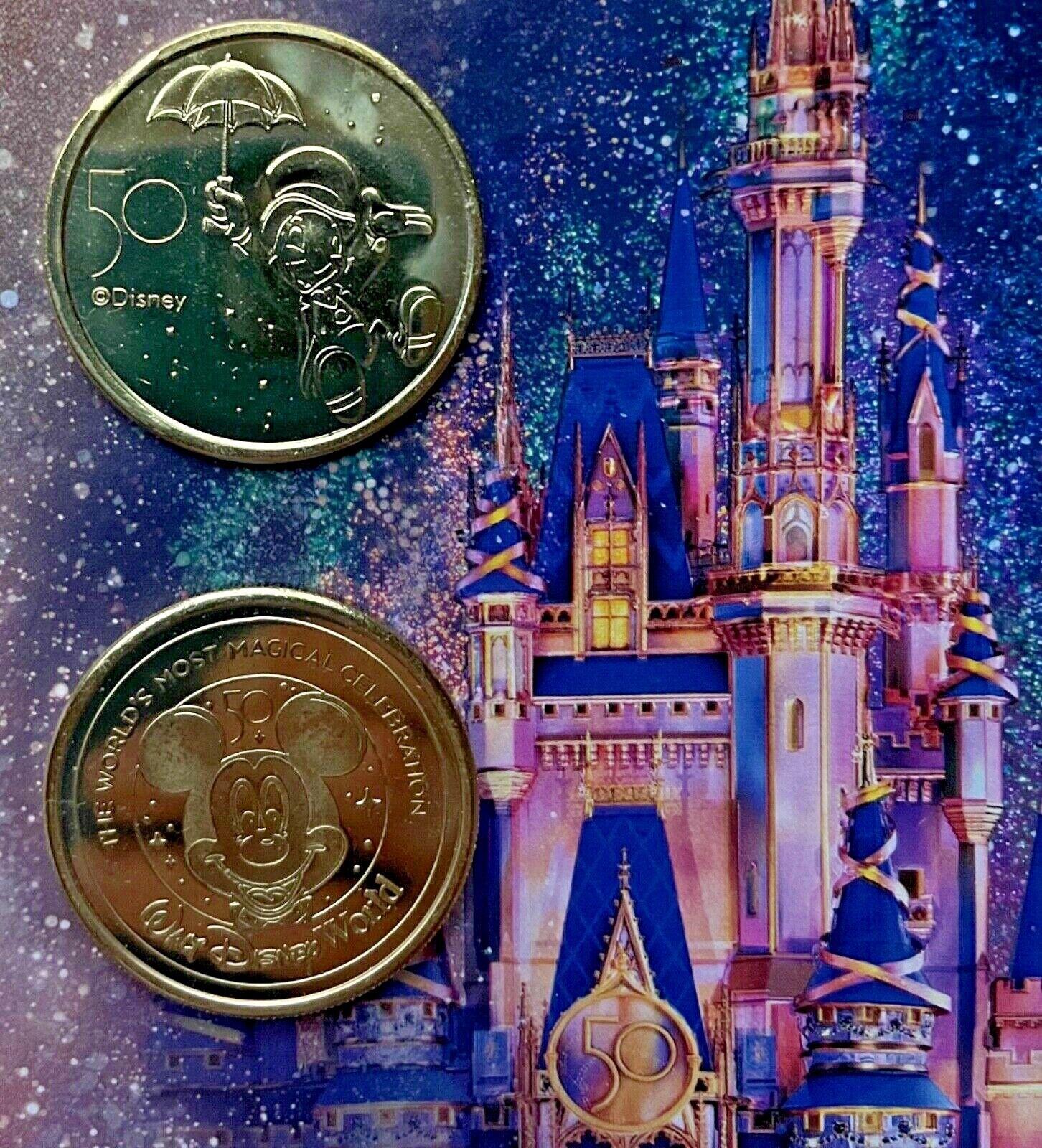 Walt Disney World 50th Anniversary Commemorative Gold Coins all characters +gift
