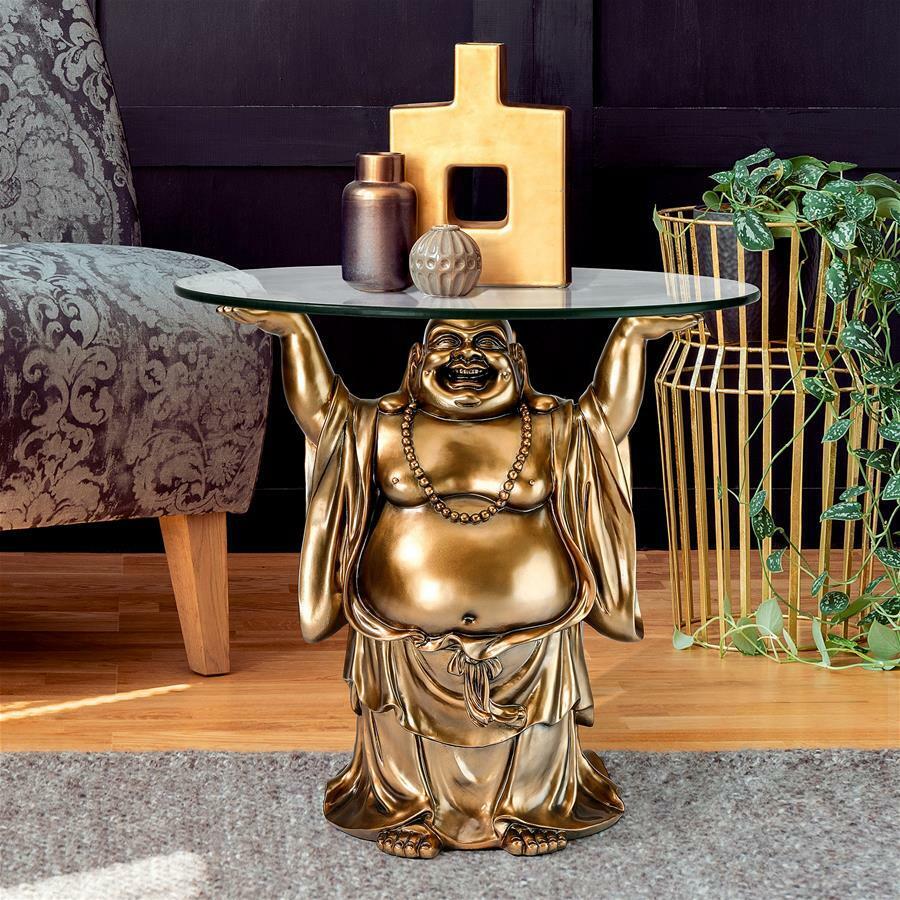 Zen Asian Meditation Room Decoration Feng Shui Buddha Glass Topped Table