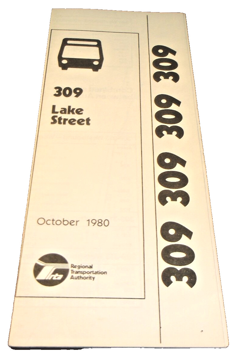 OCTOBER 1980 CHICAGO RTA ROUTE 309 LAKE STREET SERVICE BUS SCHEDULE