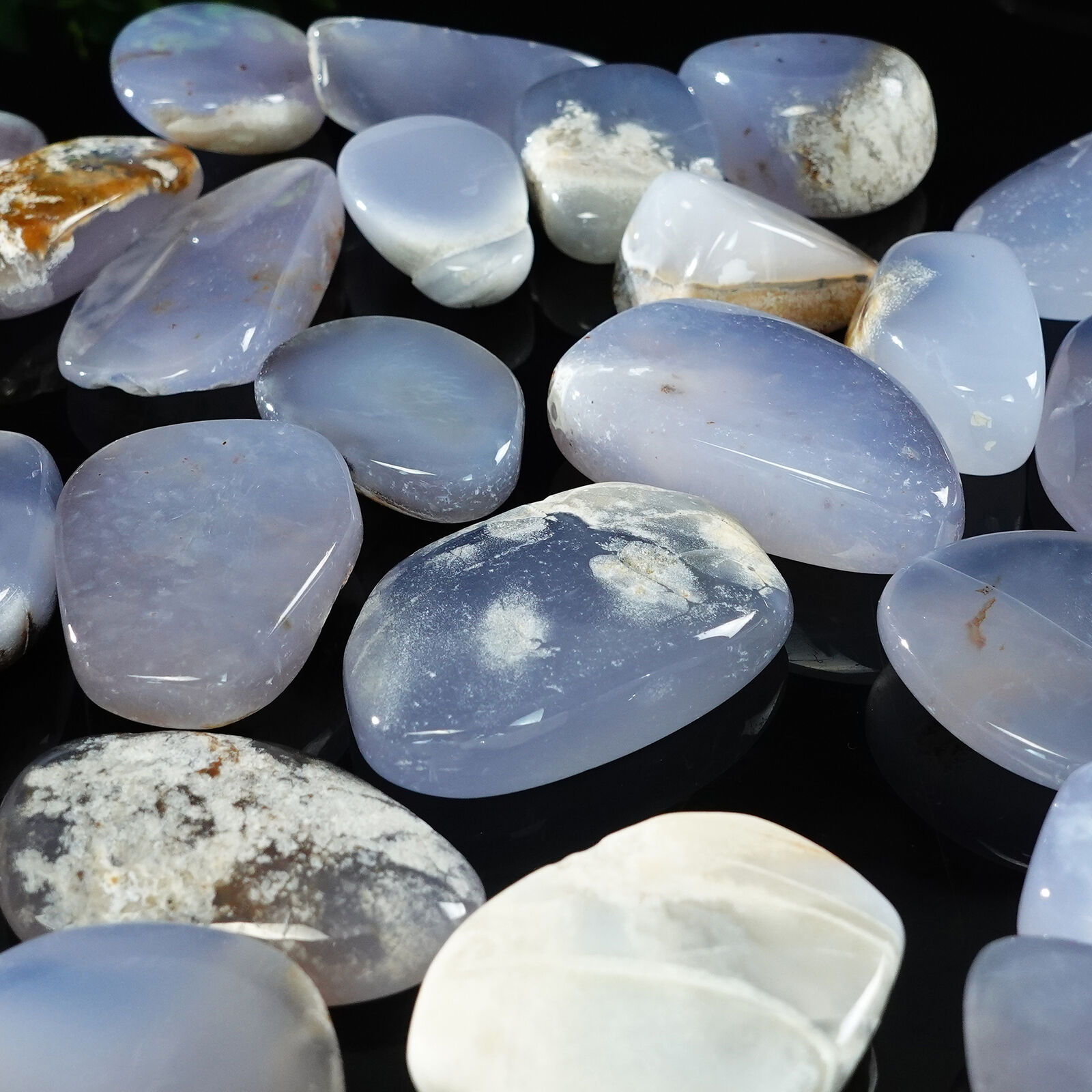 5 PCS Natural Blue Chalcedony Polished Crystal Healing Specimen Freeform Stone