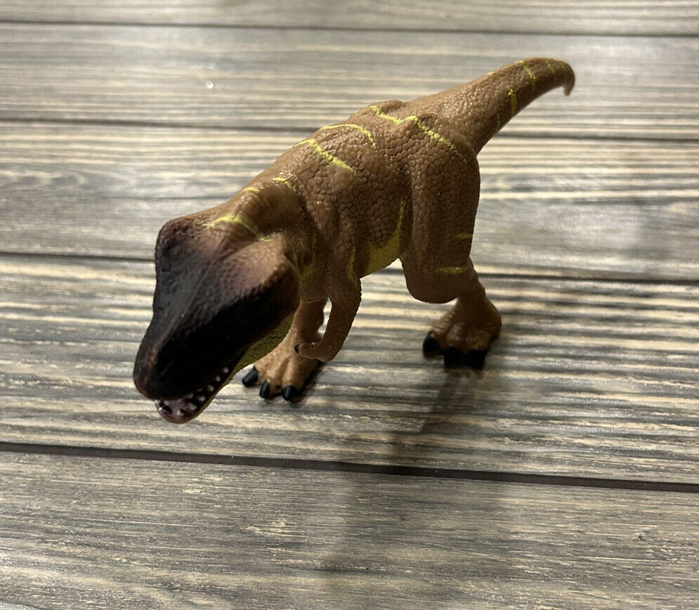2004 K&M Tyrannosaurus Rex Brown Yellow Dinosaurs Figurine Figure Toy 8”