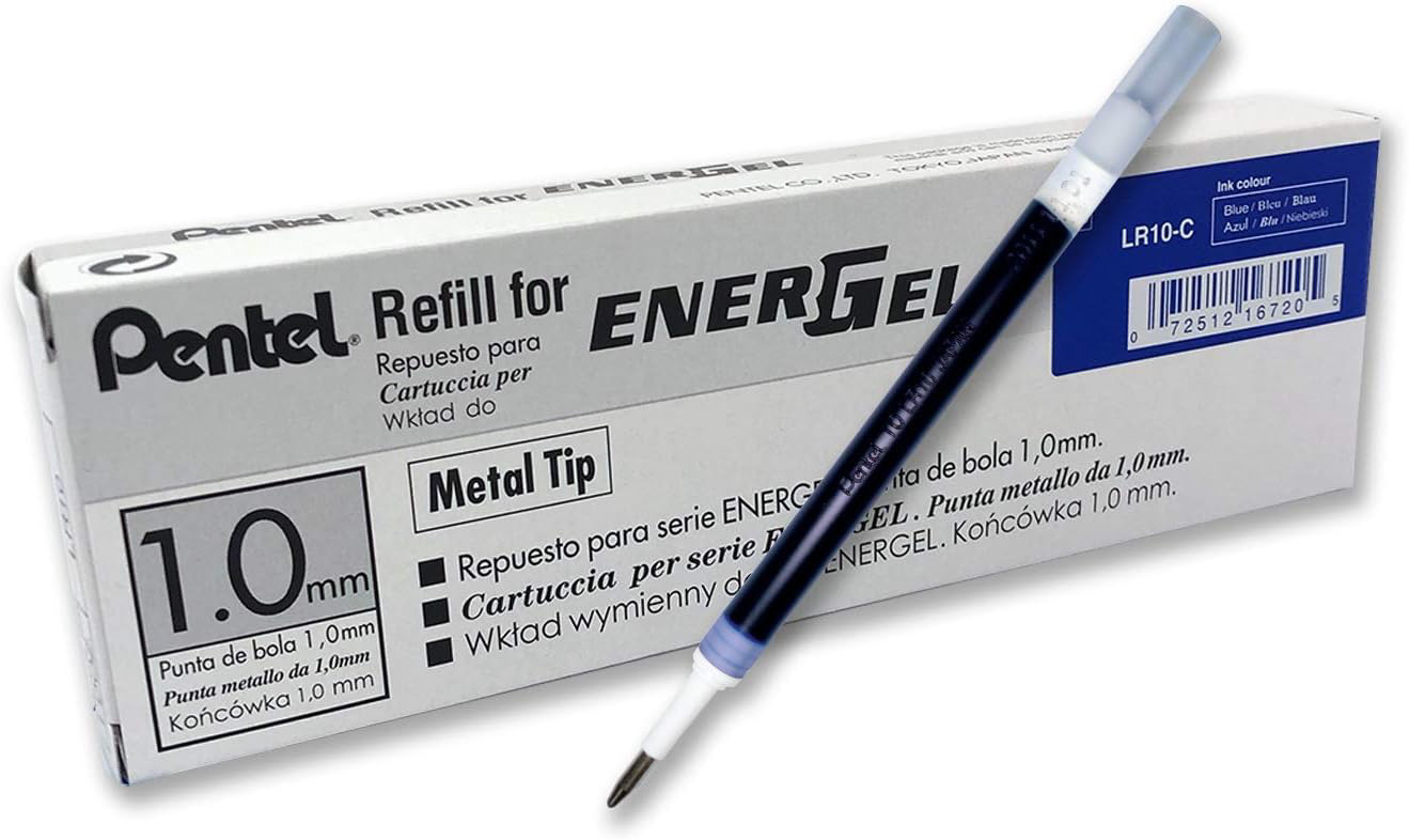 Pentel Refill Ink for BL60 EnerGel Liquid Gel Pen, 1.0mm, Metal Tip, Blue Ink,