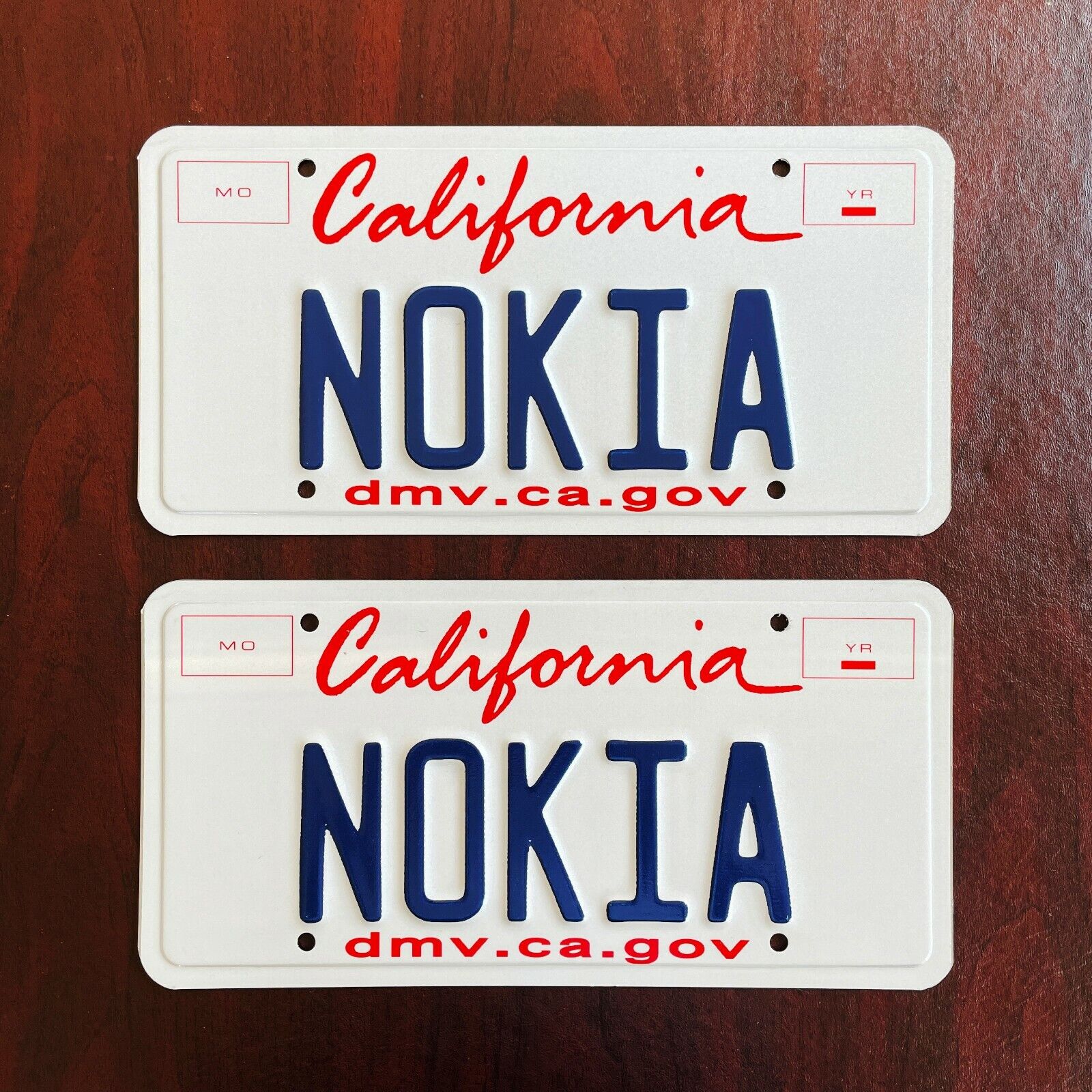 REAL California NOKIA Registered Vanity License Plates PAIR '90s Cell Phone 