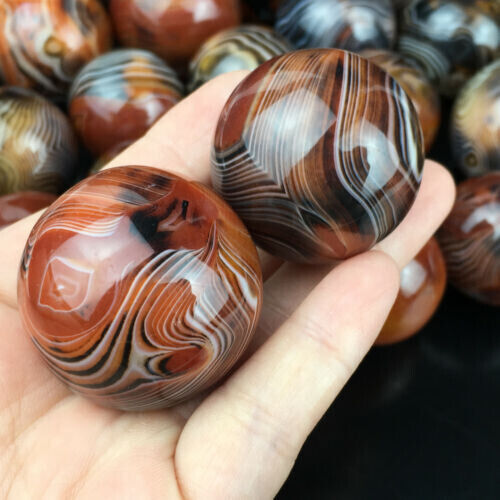 2PCS Natural Polished Banded Agate Crystal Sphere Ball Reiki Healing 30mm