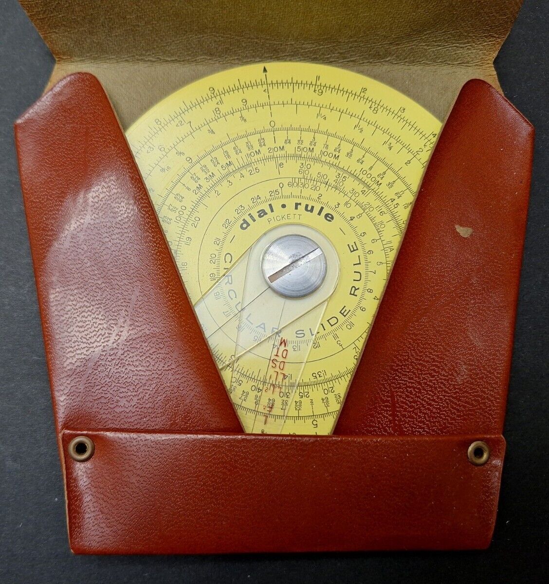 Vintage Pickett Dial Rule Circular Slide Rule 101-C in Leather Case 1958