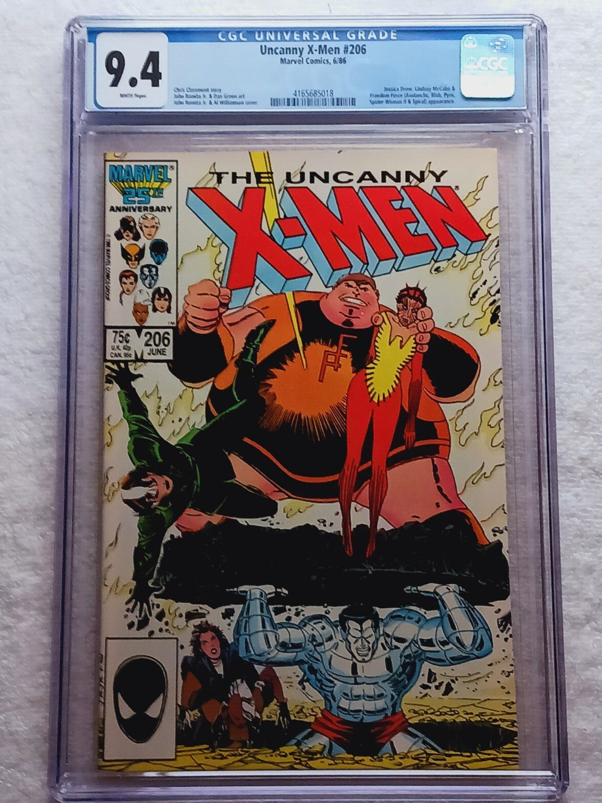 Uncanny X-Men 206 CGC 9.4 White Pages Freedom Force