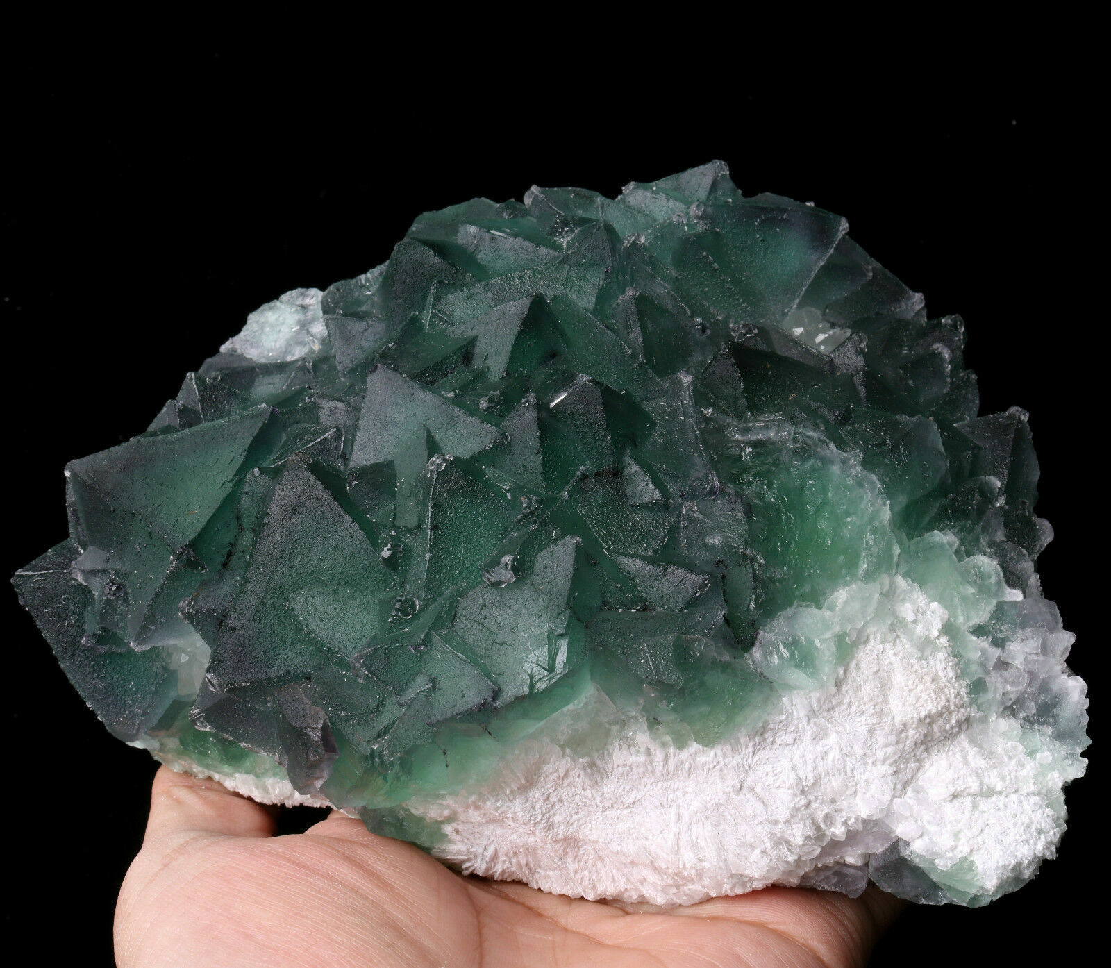 4.12 lb Natural Green Octahedral Fluorite Crystal Cluster Mineral Specimen