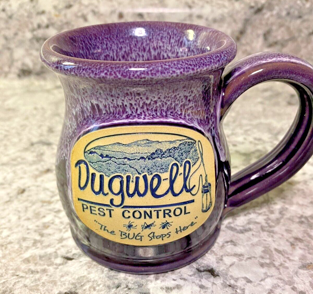 Deneen Pottery Dugwell Pest Control -Purple Dip Coffee Mug Hand Thrown  2020