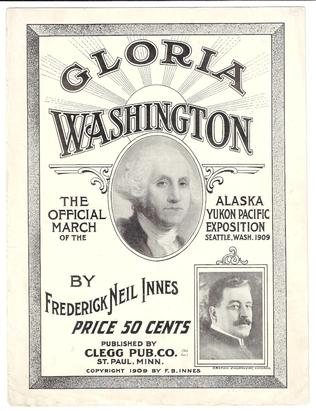 GLORIA WASH Antique SEATTLE Sheet Music ALASKA YUKON PACIFIC EXPOSITION 1909