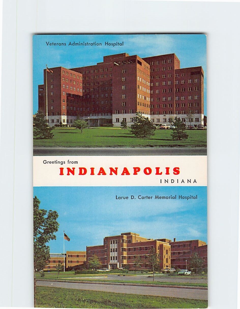 Postcard Veterans Administration & Larue D. Carter Memorial Hospitals Indiana