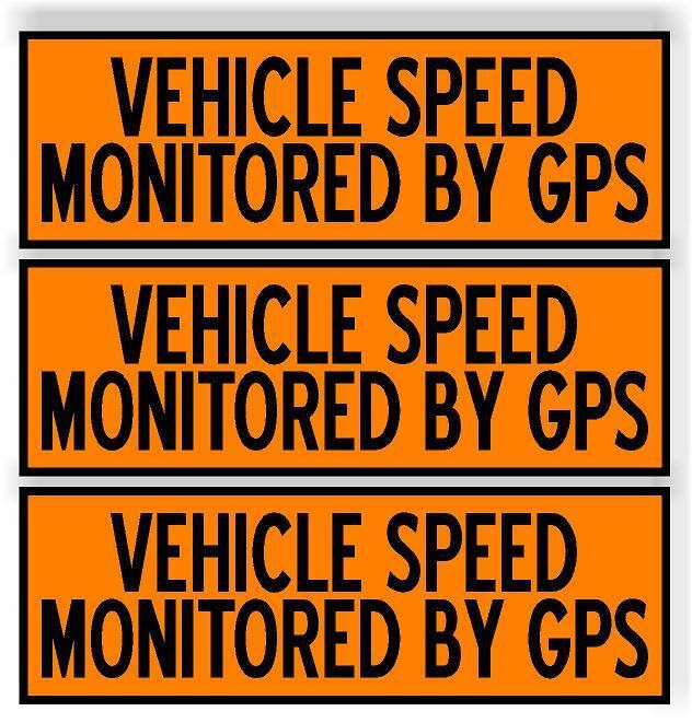 SET 3 Vehicle Speed Monitored by GPS ORANGE Car MAGNET Magnetic Bumper Sticker