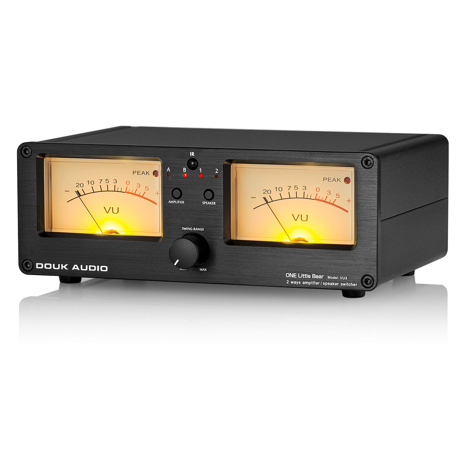 Dual Analog VU Meter 2-way Amplifier/Speaker Audio Switcher Box DB Panel Display