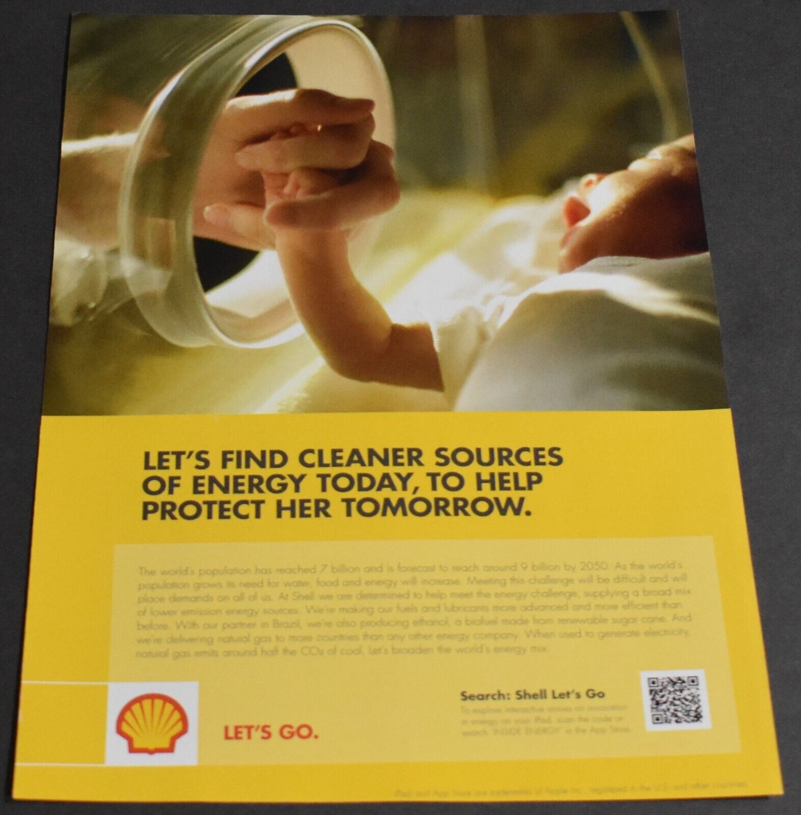2012 Print Ad Shell Energy Oil Biofuel Renewable Sugar Cane Baby Hand Art Clean