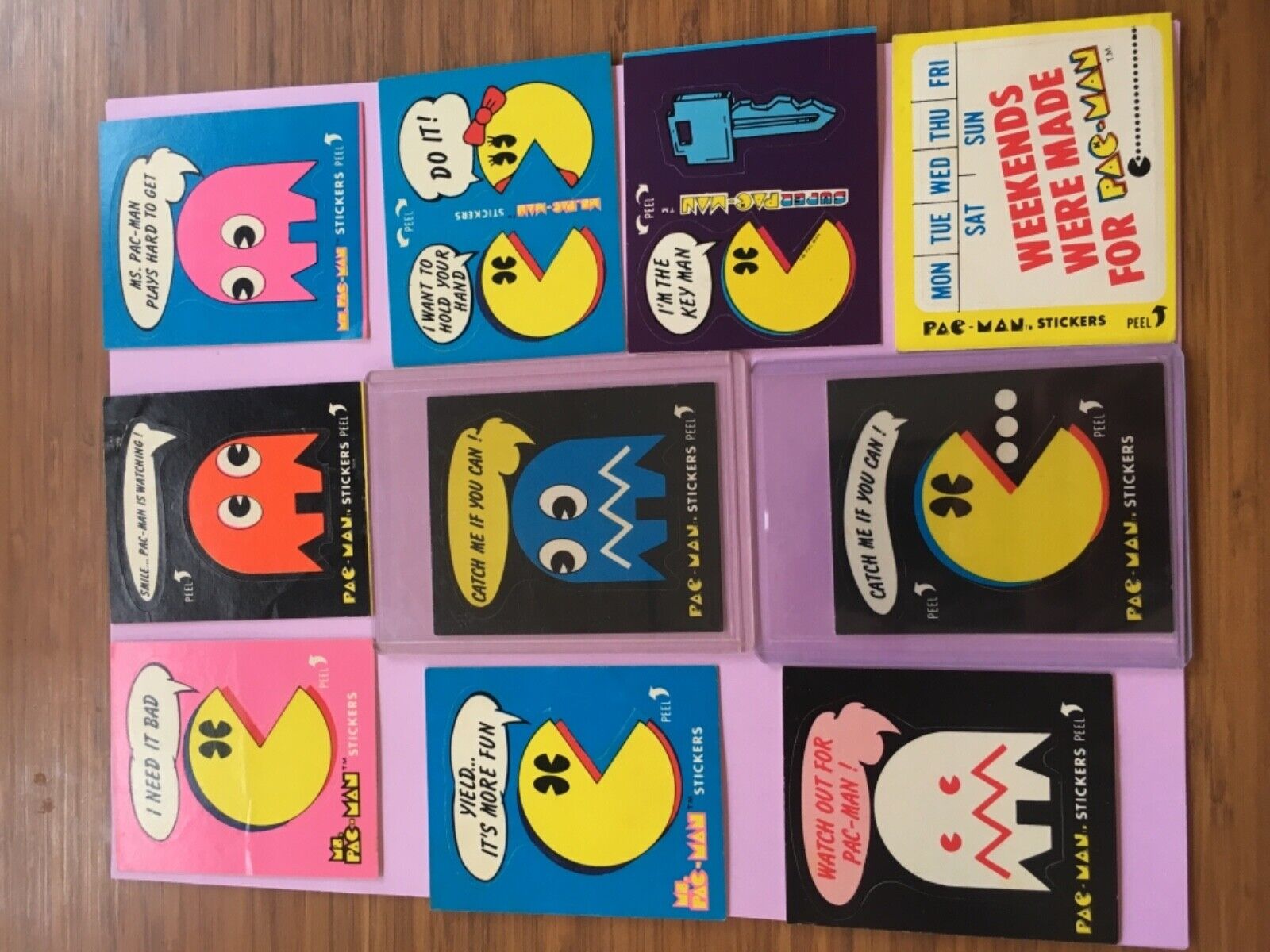 FLEET PAC MAN Sticker Lot - 10 Cards Dated 1980-81