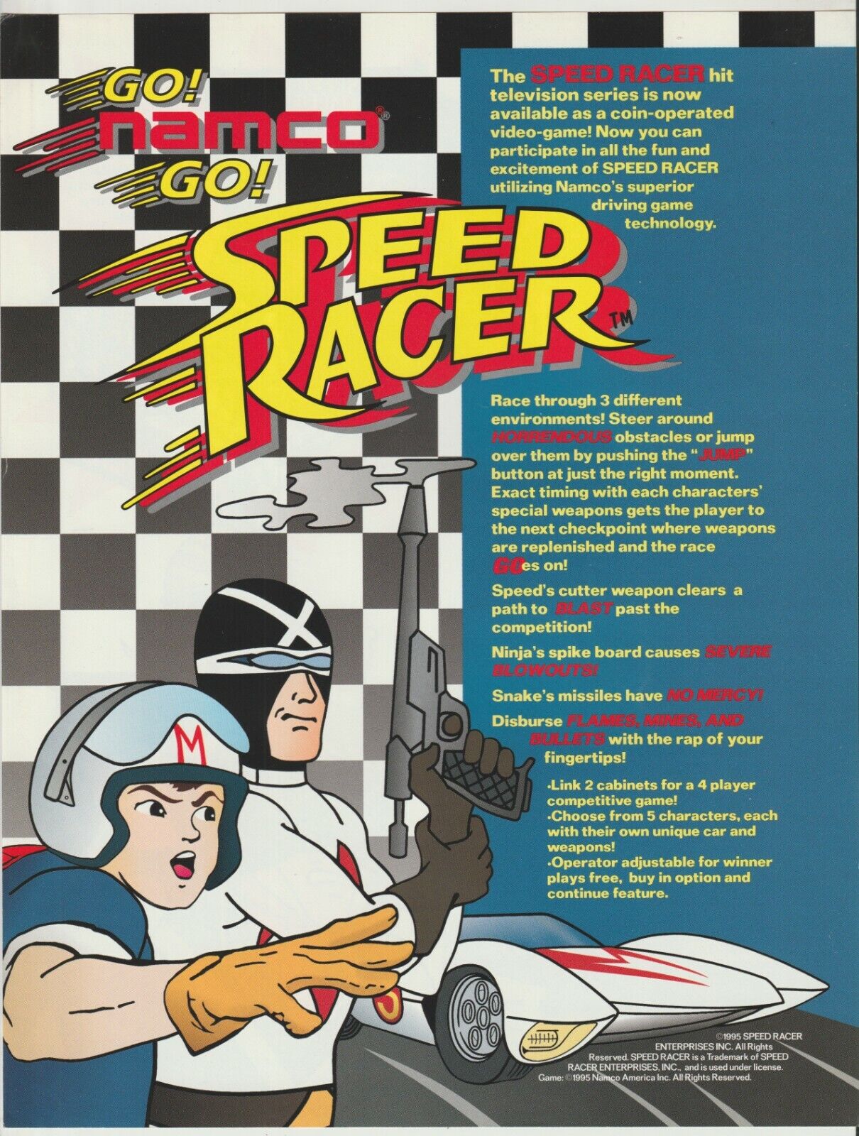 Speed Racer Arcade Game 1995 Flyer Anime Mach Five Racer X Namco
