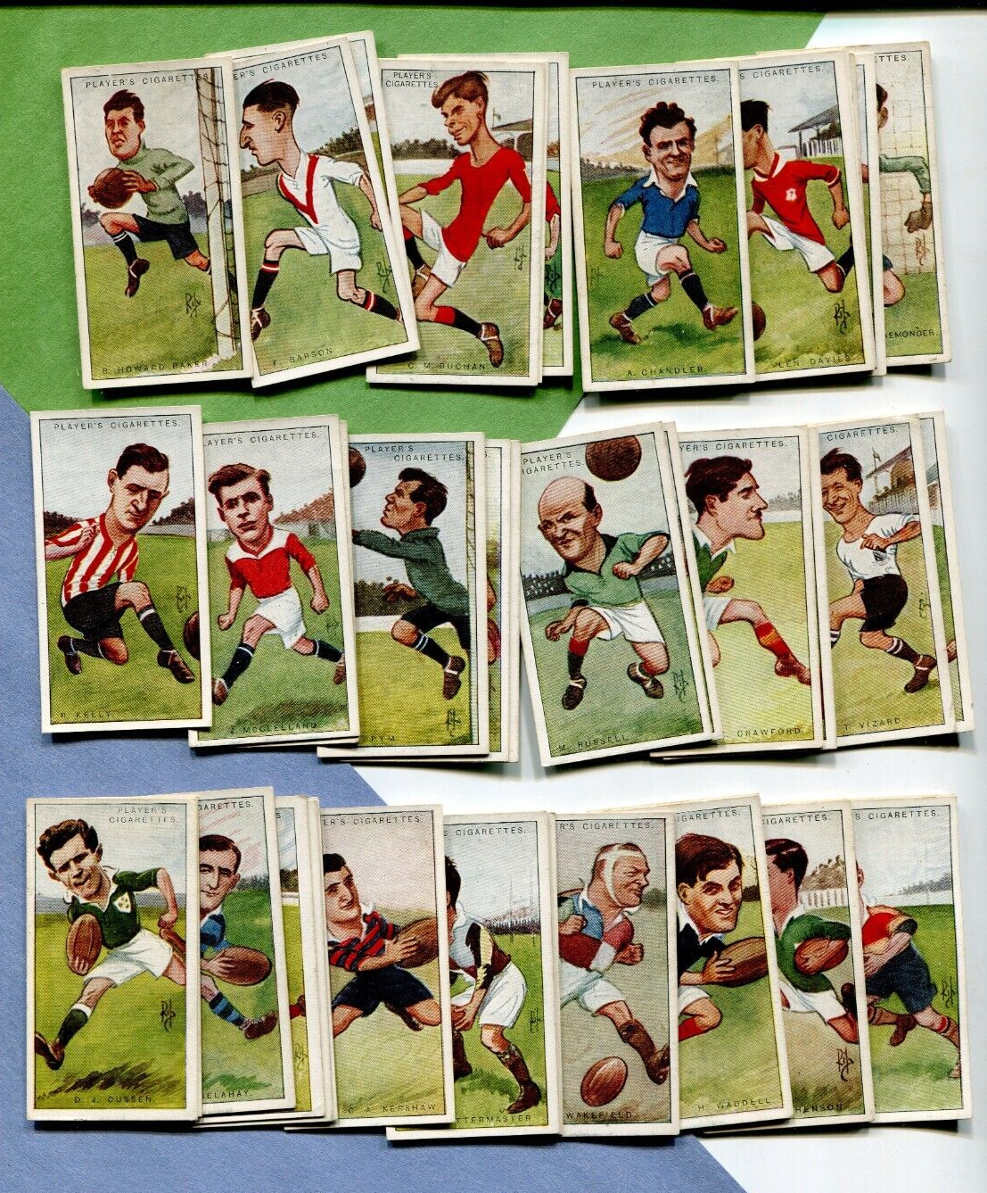 1926 JOHN PLAYER & SONS CIGARETTES FOOTBALLERS BY RIP 50 TOBACCO CARD SET
