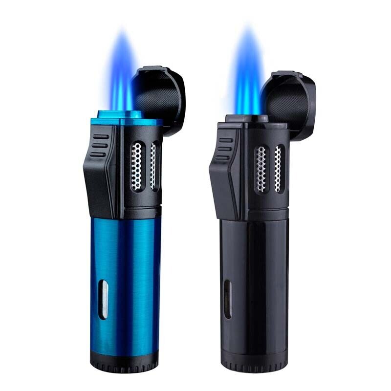 2 Packs Cigar Torch Lighters Triple Jet Flame Lighter Refillable Butane no gas