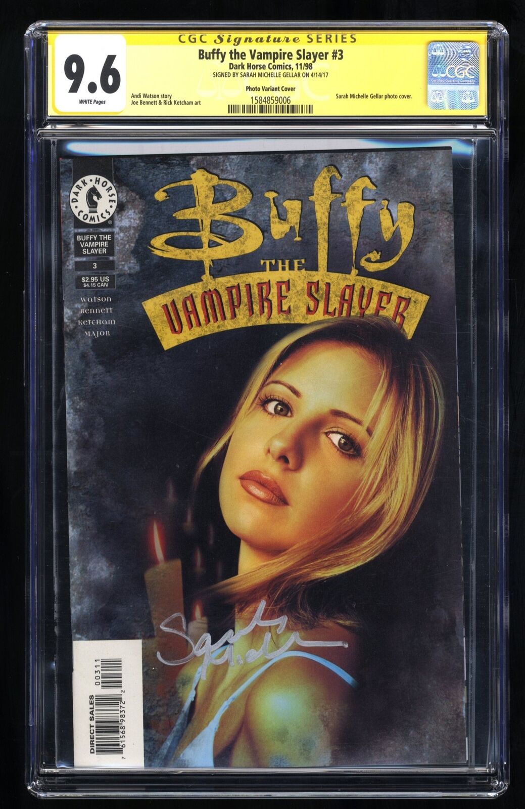 Buffy The Vampire Slayer #3 CGC NM+ 9.6 SS Signed Sarah Michelle Gellar Photo