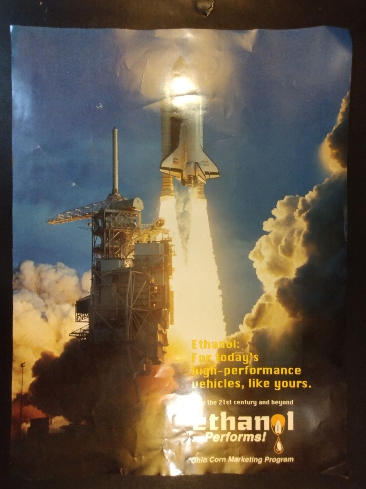 Vintage Ethanol Nasa Challenger Space Shuttle Ohio Corn Poster