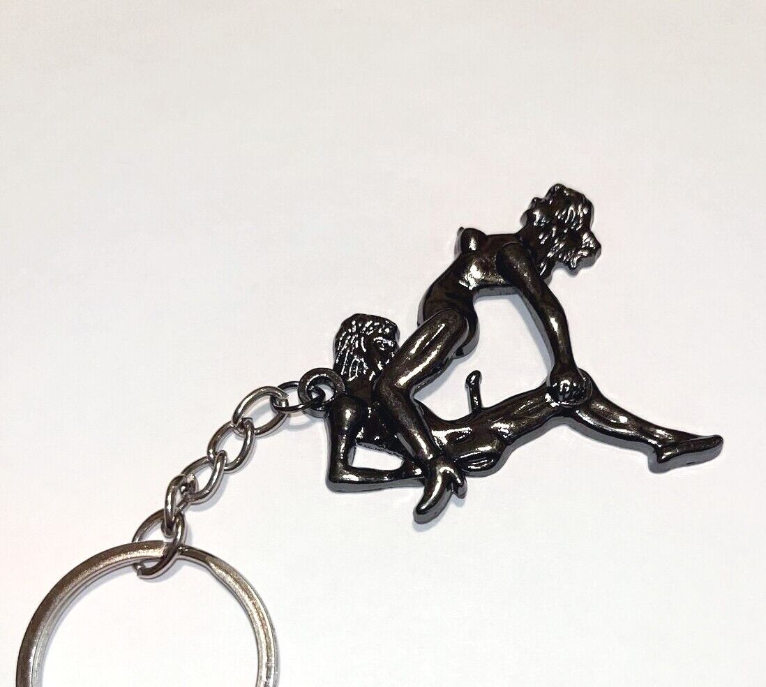 Vintage Risque Adult Naughty Key Chain Man & Woman Sex, Nasty Novelty XXX Motion