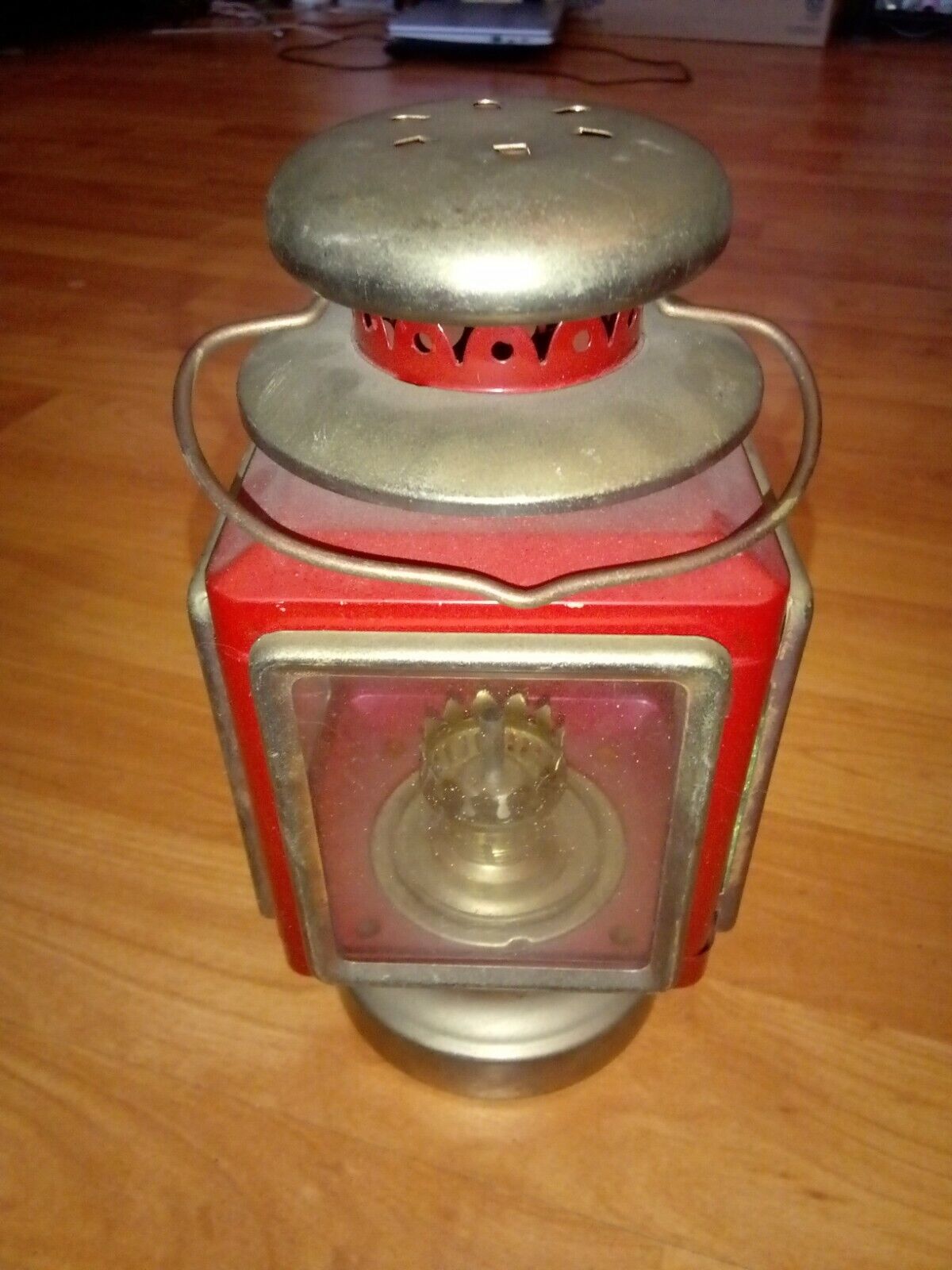 Vintage Brass And Glass Lantern Hanging 8\