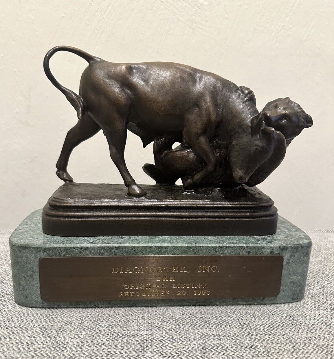RARE NYSE Bronze Bull Bear Sculpture Original Listing Isidore Bonheur Replica