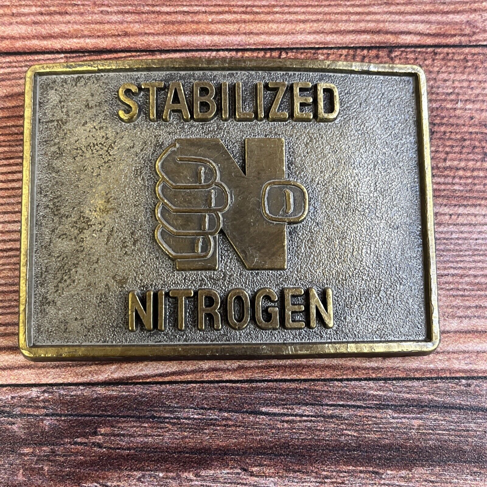 Vintage Stabilized Nitrogen Belt Buckle Agriculture