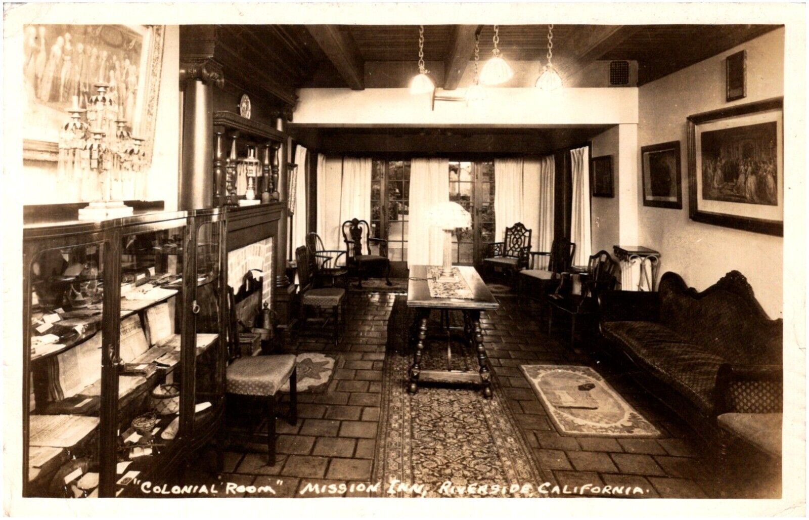 Colonial Room Mission Inn Riverside California CA 1948 RPPC Postcard Photo