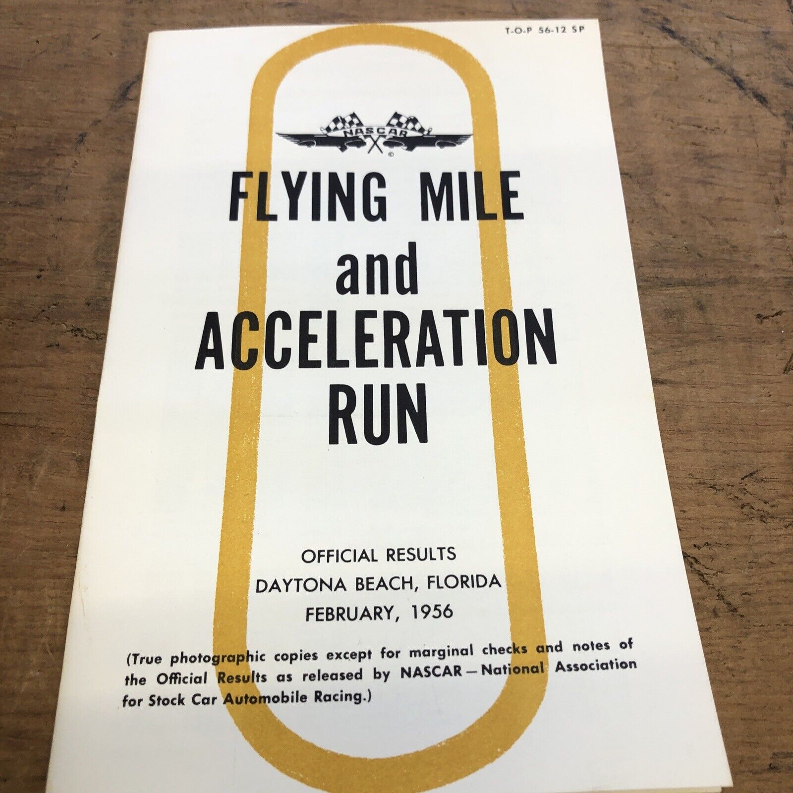 1956 Chevrolet NASCAR flying mile and acceleration run pamphlet