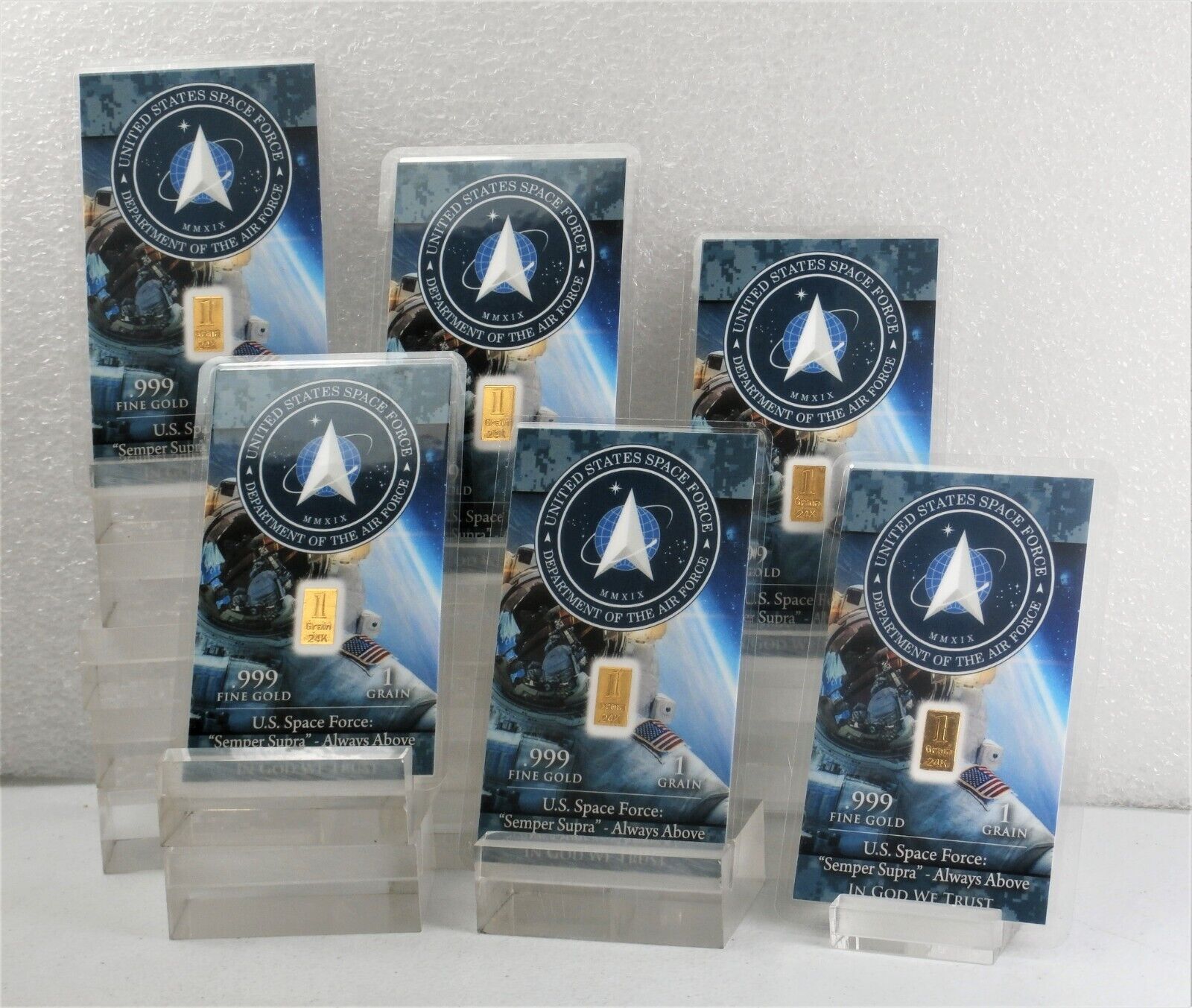 1 /15 GRAM GOLD 6 PACK OF THE US SPACE FORCE .999 PURE INVESTMENT BULLION 27xxm