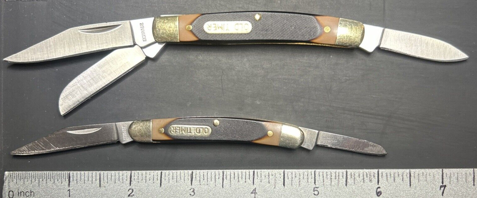 Schrade Old Timer 34OT & 104OT Very Good USED Pocketknives Camp, Fish, EDC etc
