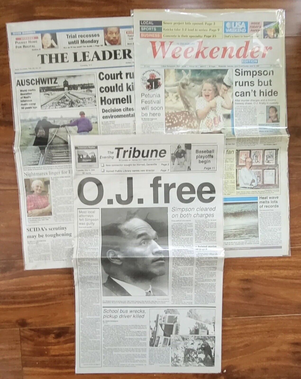 OJ Simpson Newspaper Lot The Leader, Evening Tribune, Weekender New York 1990s
