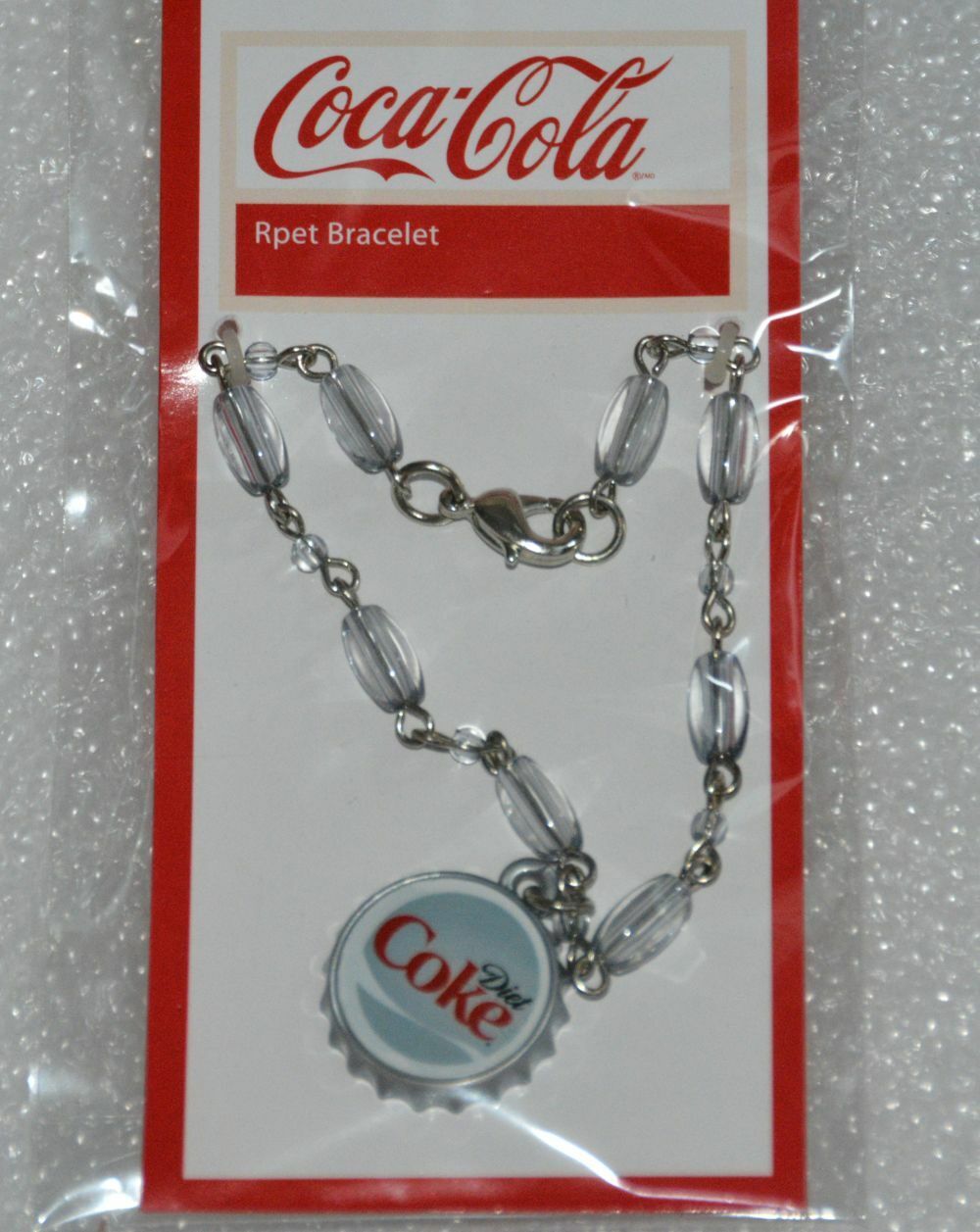 Diet Coke Plastic Bracelet w/ Clasp Clasp Coca Cola Gray