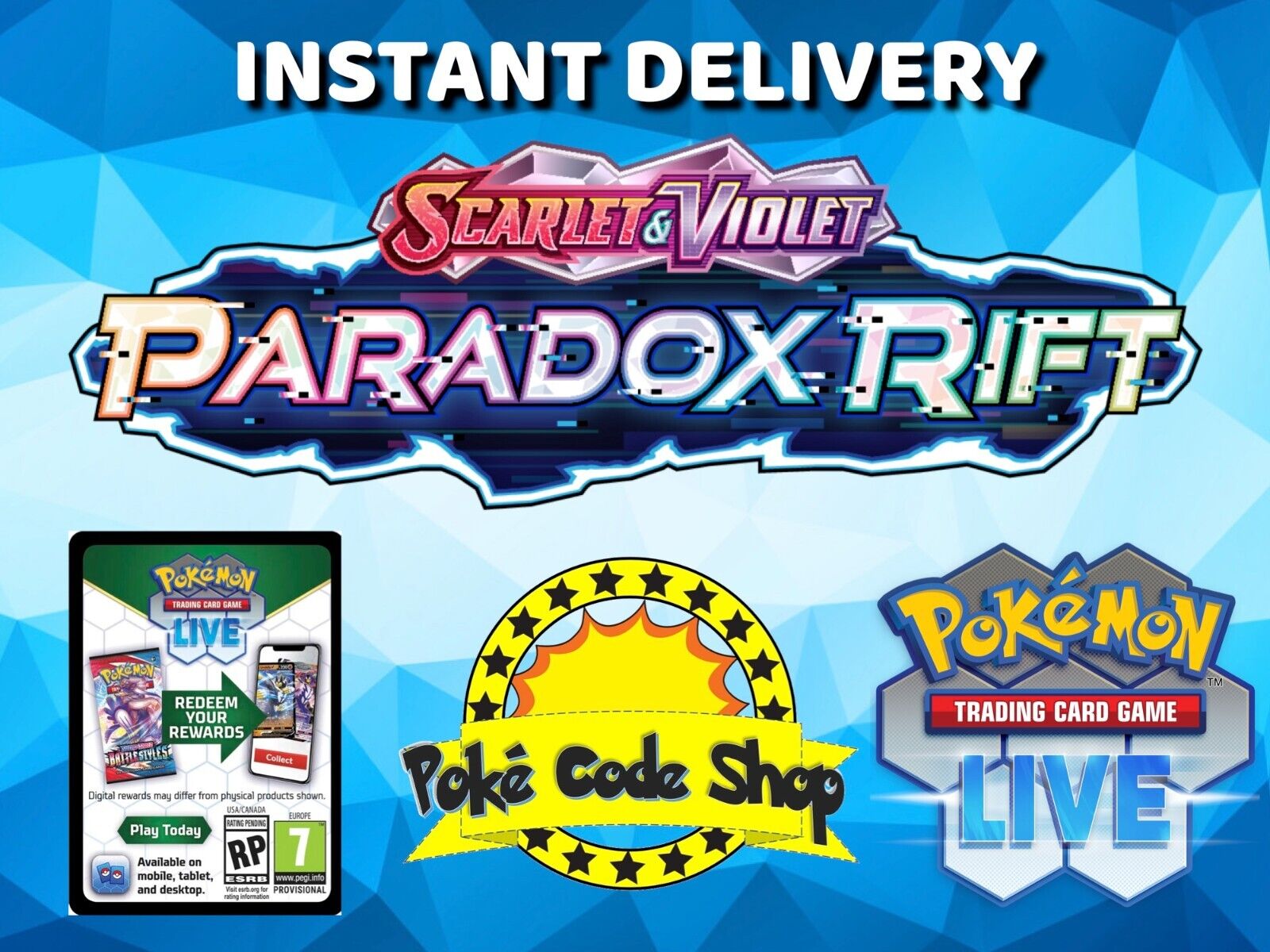 25 x PARADOX RIFT Live Pokemon Booster Codes Online INSTANT QR EMAIL DELIVERY