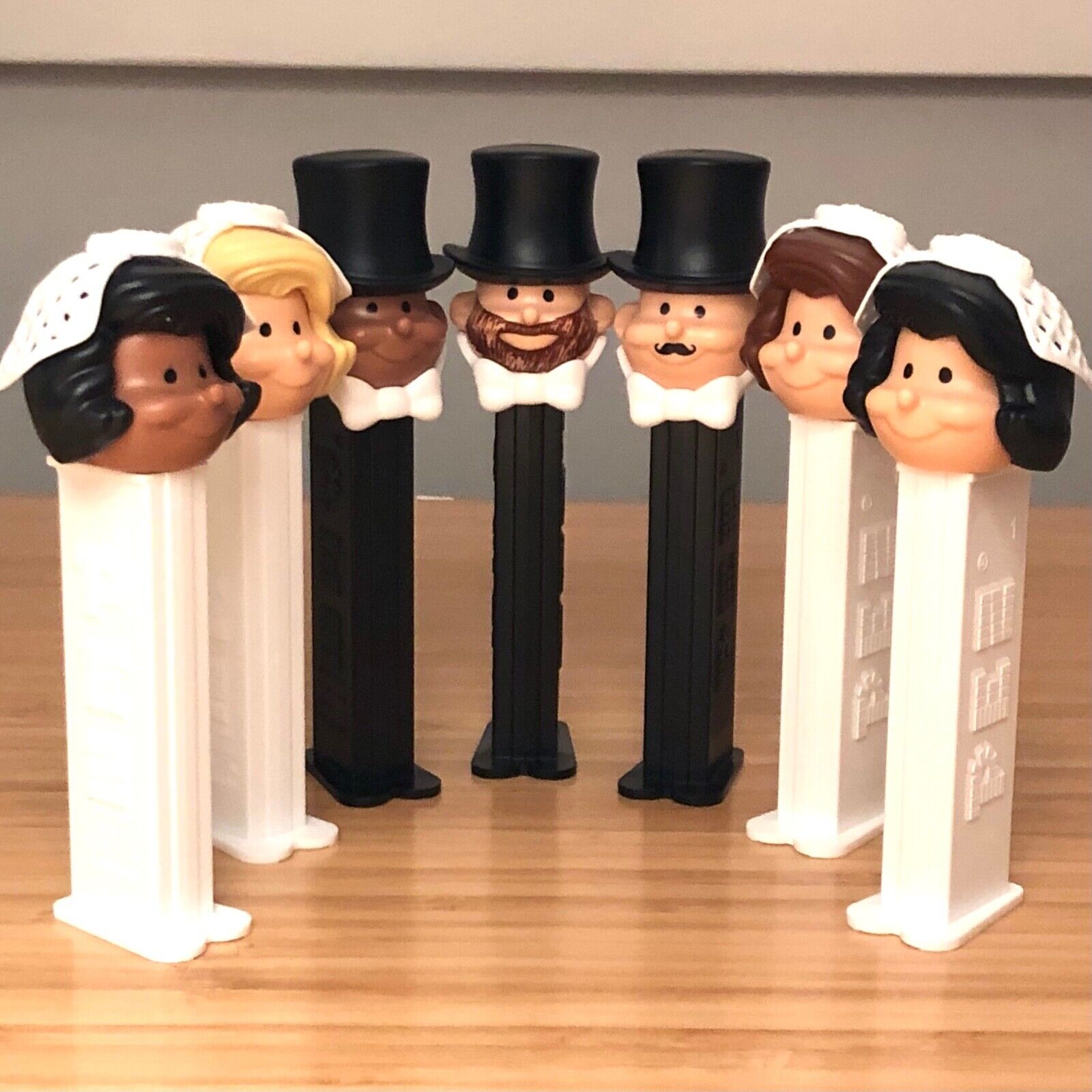 7 New Wedding PEZ: Black, Beard, and Mustache Grooms + 4 Brides