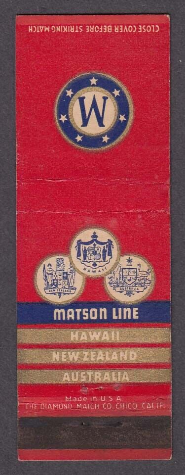 Matson Line Hawaii-New Zealand-Australia matchcover