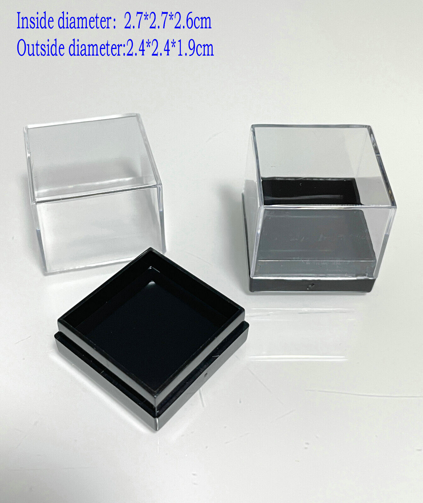 12pcs Acrylic Display Box Mineral Specimen Jewelry Square Collecting Case