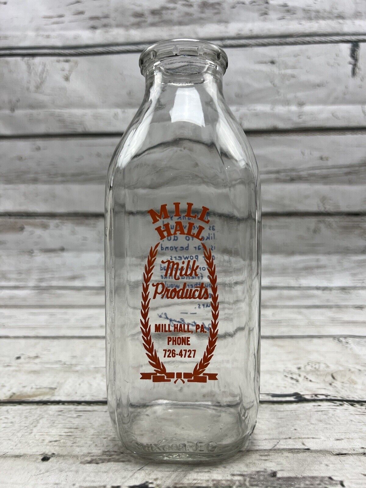 VTG Mill Hall Milk Products Mill Hall PA Double Sided Two Color Milk Bottle