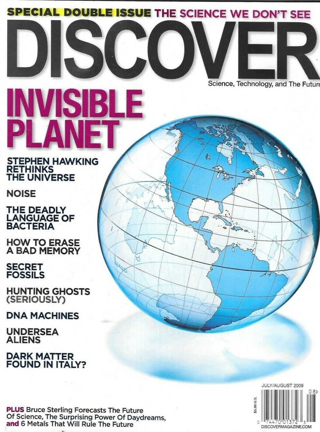 Discover Magazine Invisible Planet Stephen Hawking Noise Bacteria Secret Fossils