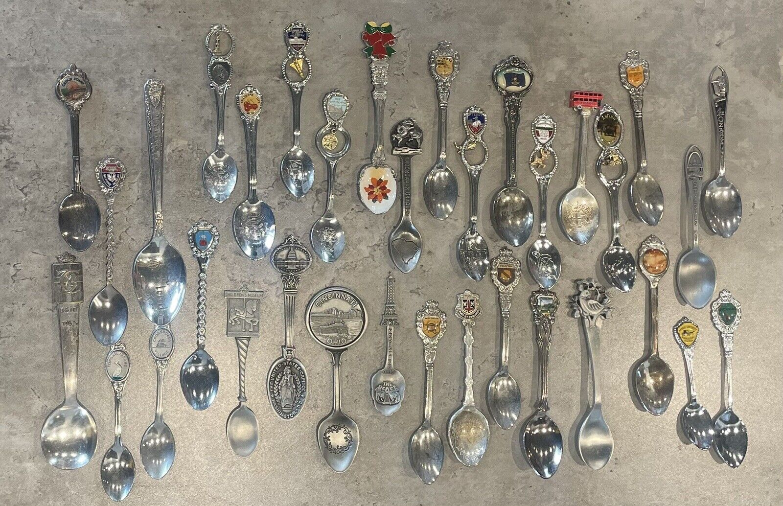 Lot Of 34 Souvenir Collectible Spoons